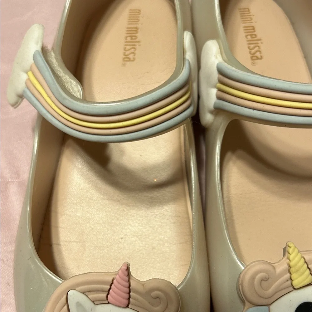 Mini Melissa Cream Unicorn Shoes size 12 GUC